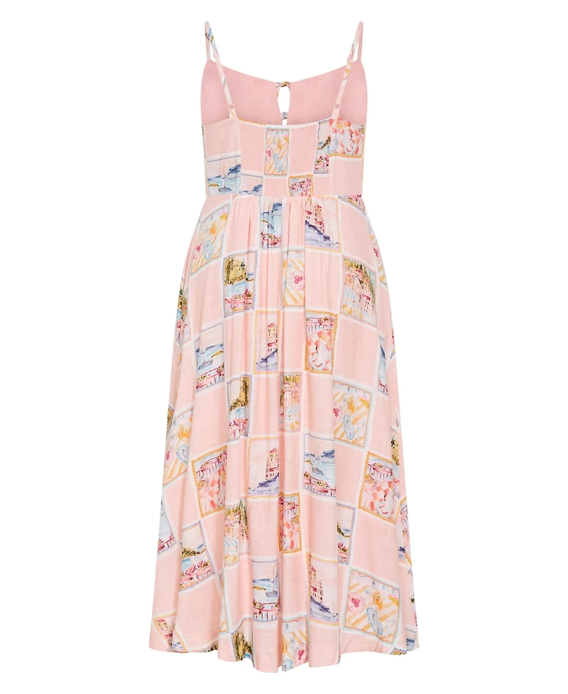 City Chic Women's Billie Postcard Print Maxi Dress