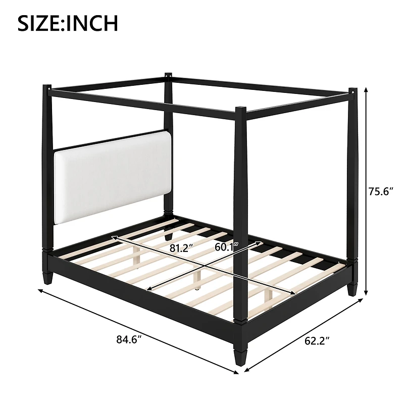 Streamdale Furniture Canopy Platform Bed w/Upholstered Headboard