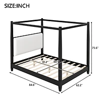 Streamdale Furniture Canopy Platform Bed w/Upholstered Headboard