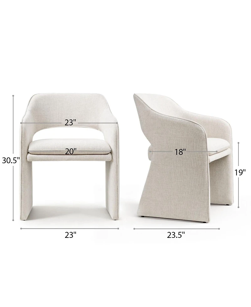Maison Boucle Set of 2 Dining Chairs, Upholstered Armchairs, 19-Inch Seat