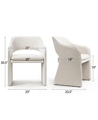 Maison Boucle Set of 2 Dining Chairs, Upholstered Armchairs, 19-Inch Seat
