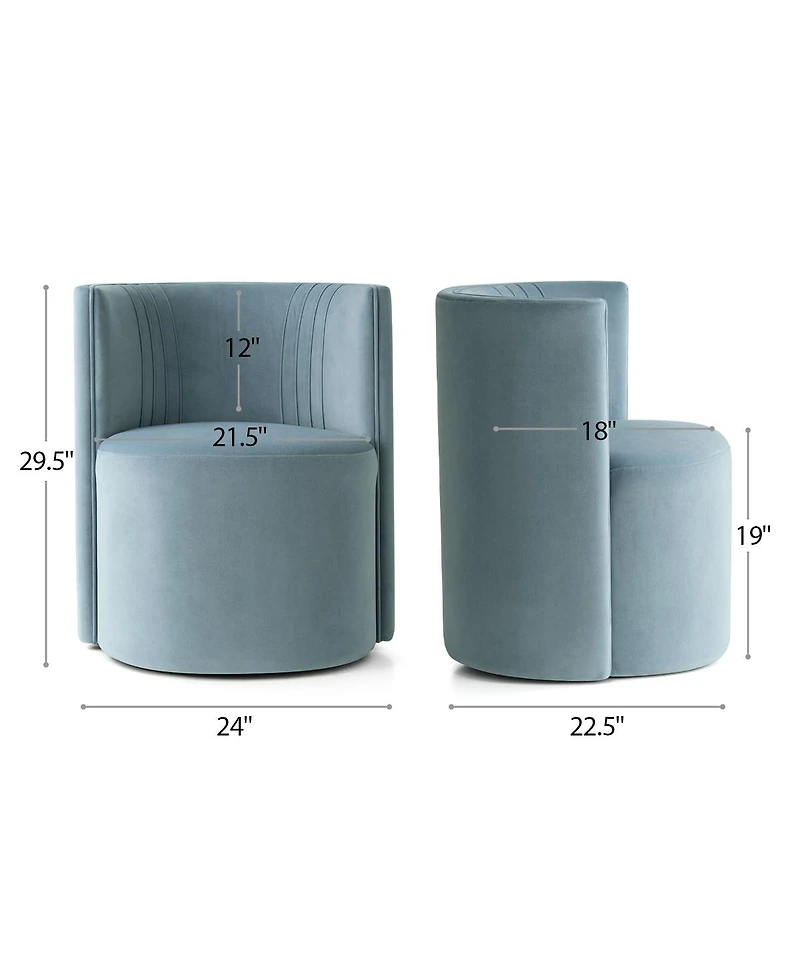 Maison Boucle Velvet Swivel Barrel Accent Chair 360degree(s) Rotating Tub Chair, 1 Piece