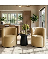 Maison Boucle Velvet Swivel Barrel Accent Chair 360degree(s) Rotating Tub Chair, 1 Piece
