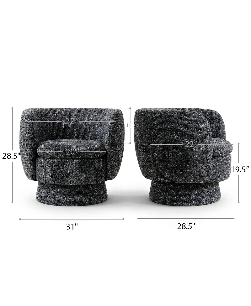 Maison Boucle 31 Tweed Swivel Barrel Accent Chair, Upholstered Armchair, 1 Pc
