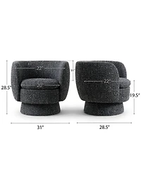 Maison Boucle 31 Tweed Swivel Barrel Accent Chair, Upholstered Armchair, 1 Pc