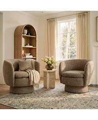 Maison Boucle 31 Tweed Swivel Barrel Accent Chair, Upholstered Armchair, 1 Pc