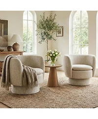 Maison Boucle 31 Tweed Swivel Barrel Accent Chair, Upholstered Armchair, 1 Pc