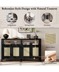 Rainsken Bohemian Rattan Sideboard Buffet Cabinet