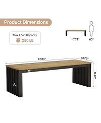 Tribesigns Entryway Bench, 47.3" Industrial End of Bed Bench with Sturdy Metal Frame, Wooden Indoor Bench