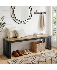 Tribesigns Entryway Bench, 47.3" Industrial End of Bed Bench with Sturdy Metal Frame, Wooden Indoor Bench