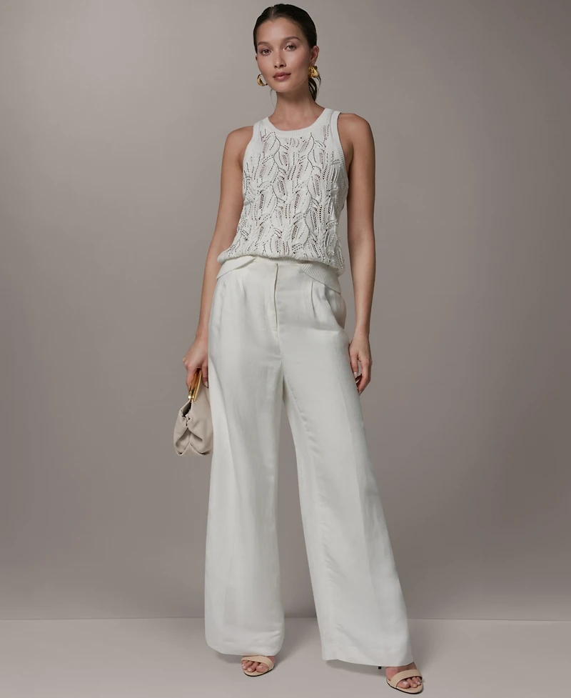 Donna Karan New York Women's Pleated Wide Leg Pants