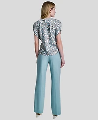 Dkny Women's Printed Cowl Neck Blouse