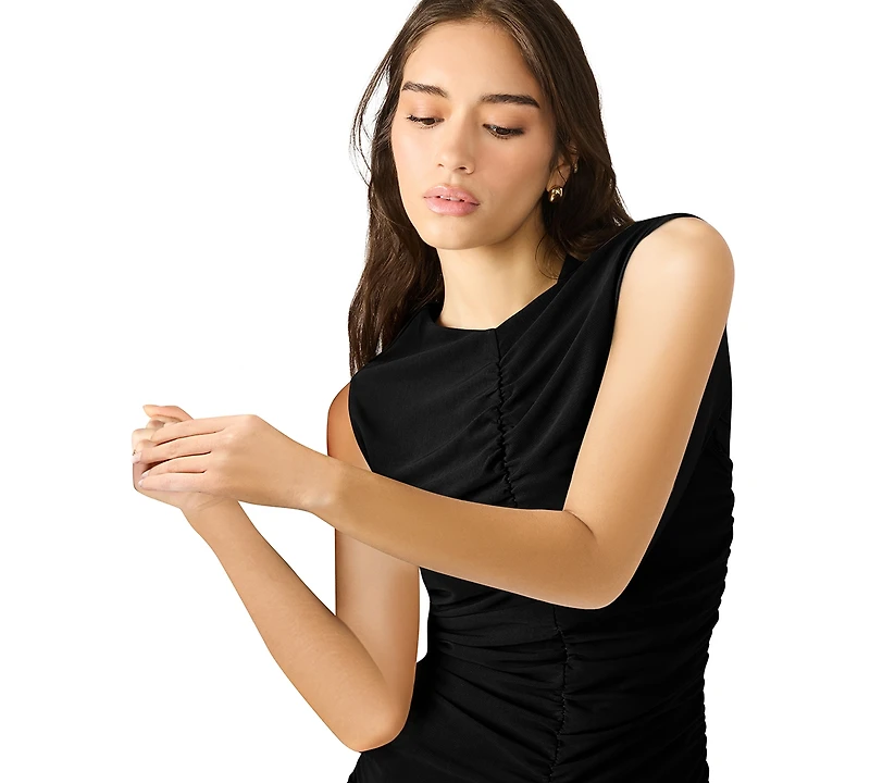 Steve Madden Women's Ruched Crewneck Maxi Dress