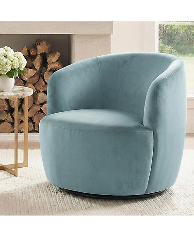 Maison Boucle Velvet Swivel Barrel Accent Chair 27 Inch Wide Upholstered 1 Piece