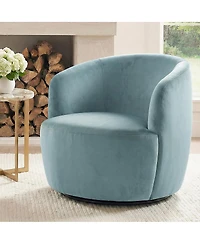 Maison Boucle Velvet Swivel Barrel Accent Chair 27 Inch Wide Upholstered 1 Piece