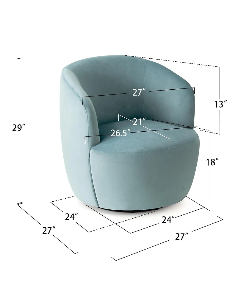 Maison Boucle Velvet Swivel Barrel Accent Chair 27 Inch Wide Upholstered 1 Piece