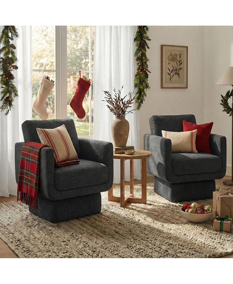 Maison Boucle 360 Swivel Barrel Accent Chair, Modern Club Lounge 1 Pc