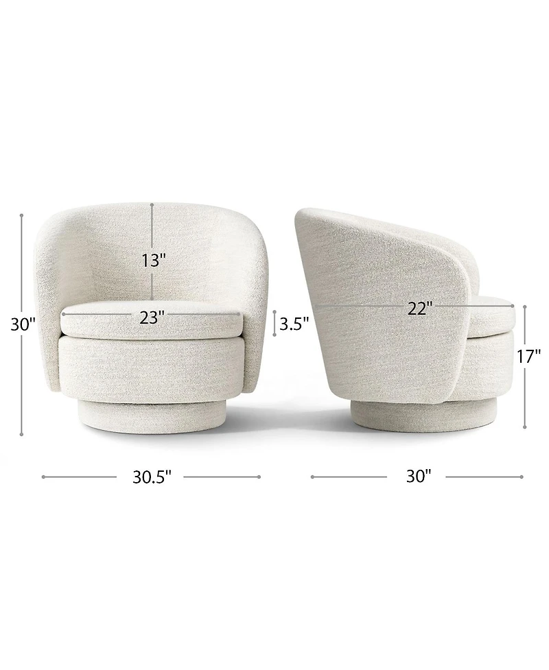 Maison Boucle 30.5" Swivel Tub Accent Chair, Woven Fabric Barrel Armchair, 1 Pc
