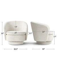Maison Boucle 30.5" Swivel Tub Accent Chair, Woven Fabric Barrel Armchair, 1 Pc
