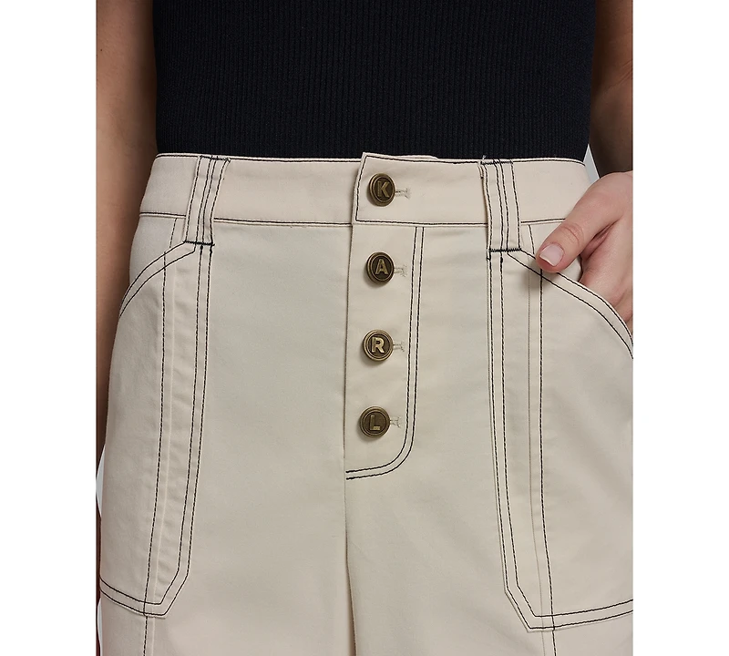 Karl Lagerfeld Paris Petite Mid-Rise Wide-Leg Pants