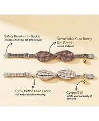 Aronkl Bowtie Cat Collar With Bell Breakaway Kitten Collars Removable Bow Cotton Stylish