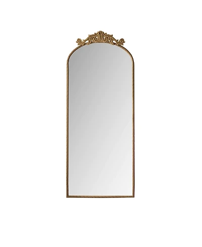 Busdays 58" x 24" Arched Full-Length Wall Mirror with Ornate Carved Applique Top for Living Room or Bedroom