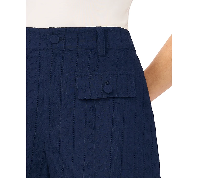 CeCe Women's High-Rise Cuffed Cotton Shorts
