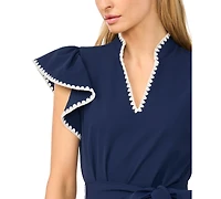 CeCe Women's Split V-Neck Short-Sleeve Tiered Mini Dress