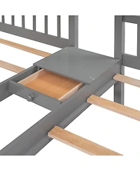 Streamdale Furniture Wood Triple Bunk Bed with Drawers and Guardrails