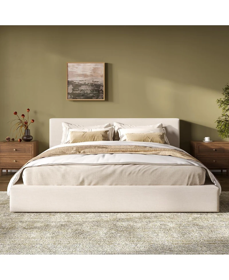 Streamdale Furniture King Upholstered Bed Frame, Linen