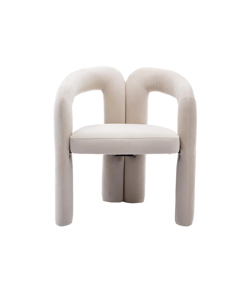 Rainsken Velvet Fabric Upholstered Accent Chair Set of 2, Barrel Side Chairs with Elephant Feet and Curved Backrest for Living Room