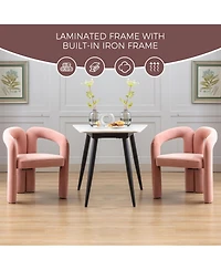 Rainsken Velvet Accent Chair Set of 2, Barrel Chairs with Curved Backrest and Elephant Feet for Living Room Decor