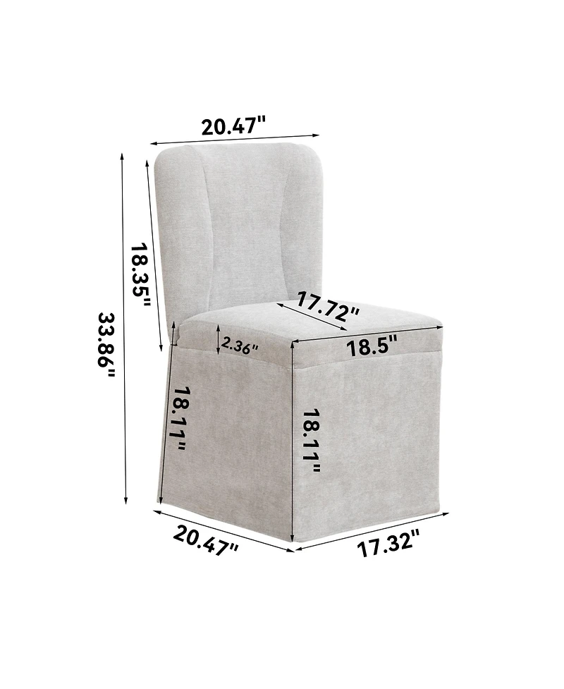 Rainsken Linen Dining Chairs Set of 2, Modern Fabric Side Chairs with Padded Seat and Backrest, Armless Upholstered Chairs for Kitchen, Living Room