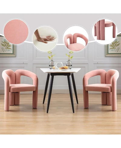 Rainsken Velvet Accent Chair Set of 2, Barrel Chairs with Curved Backrest and Elephant Feet for Living Room Decor