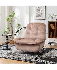 Rainsken Swivel Rocking Recliner Chair, Single Lounge Chair with Phone Holder, Comfortable Relaxing Chair for Living Room and Office