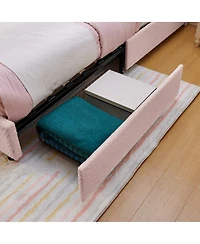 Streamdale Furniture Twin Rabbit Ear Upholstered Bed w/Led and 4 Drawers