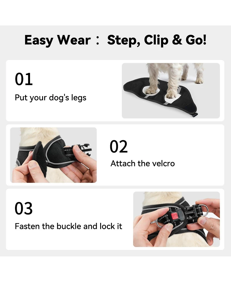 Aronkl Step-in Dog Harness Breathable Mesh Reflective Soft Padded for Small Dogs Cats