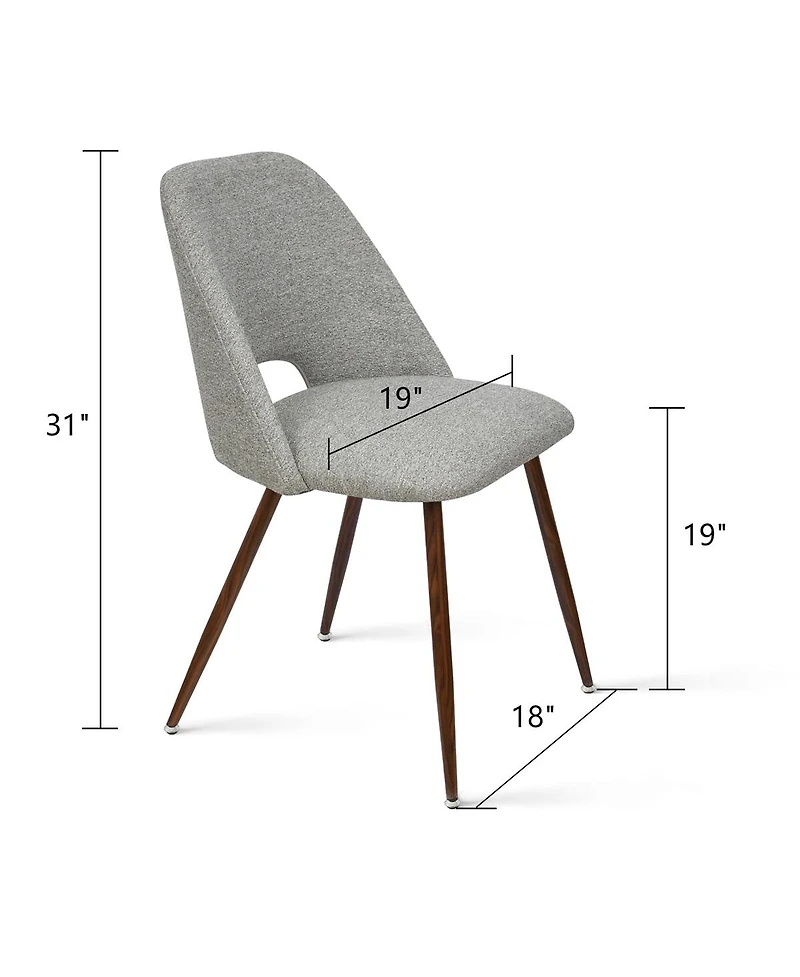 Maison Boucle Set of 4 Upholstered Dining Chairs, Modern Fabric, Walnut Metal Legs