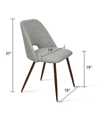 Maison Boucle Set of 4 Upholstered Dining Chairs, Modern Fabric, Walnut Metal Legs