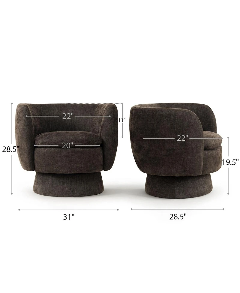 Maison Boucle 31 Wide Swivel Barrel Accent Chair, 360degree(s) Upholstered Armchair, 1 Pc