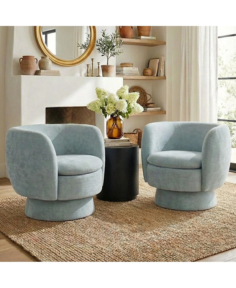 Maison Boucle 31 Wide Swivel Barrel Accent Chair, 360degree(s) Upholstered Armchair, 1 Pc