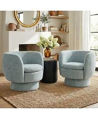 Maison Boucle 31 Wide Swivel Barrel Accent Chair, 360degree(s) Upholstered Armchair, 1 Pc