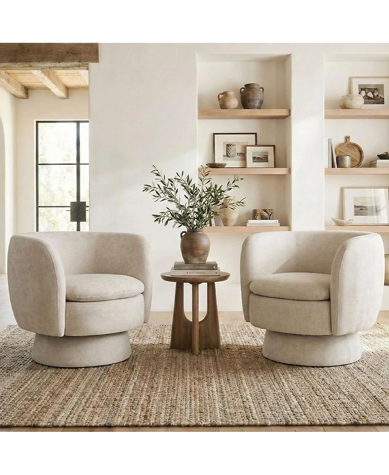 Maison Boucle 31 Wide Swivel Barrel Accent Chair, 360degree(s) Upholstered Armchair, 1 Pc