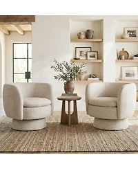 Maison Boucle 31 Wide Swivel Barrel Accent Chair, 360degree(s) Upholstered Armchair, 1 Pc