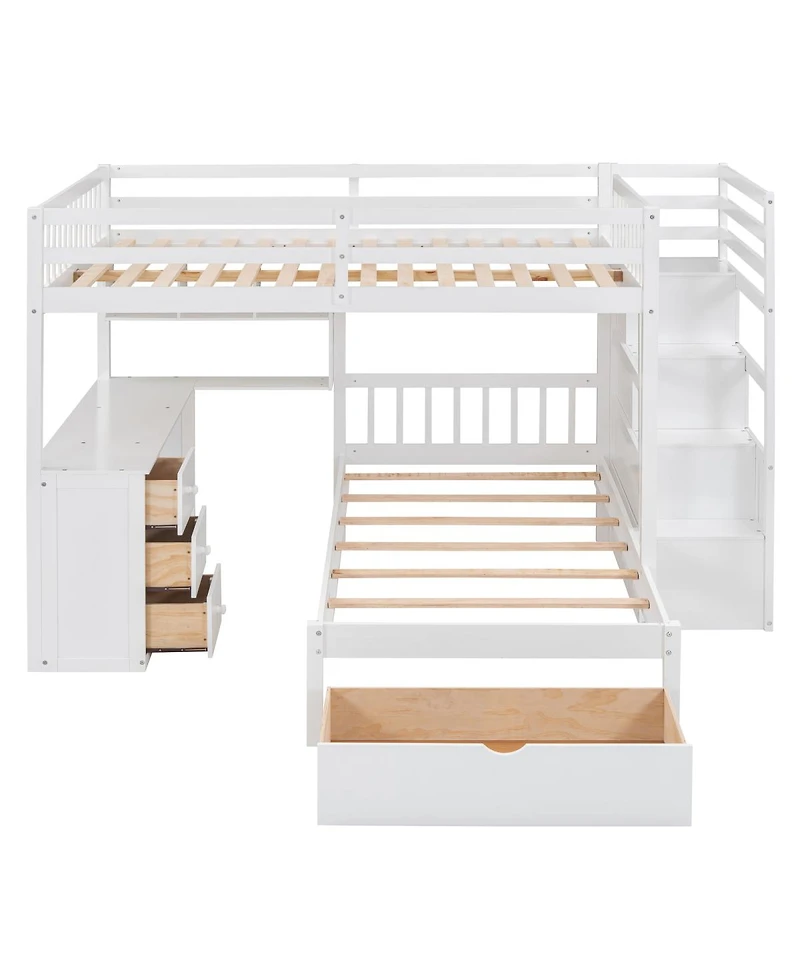 Streamdale Furniture Full Over Twin Bunk Bed with Desk, Drawers and Shelves