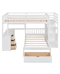Streamdale Furniture Full Over Twin Bunk Bed with Desk, Drawers and Shelves