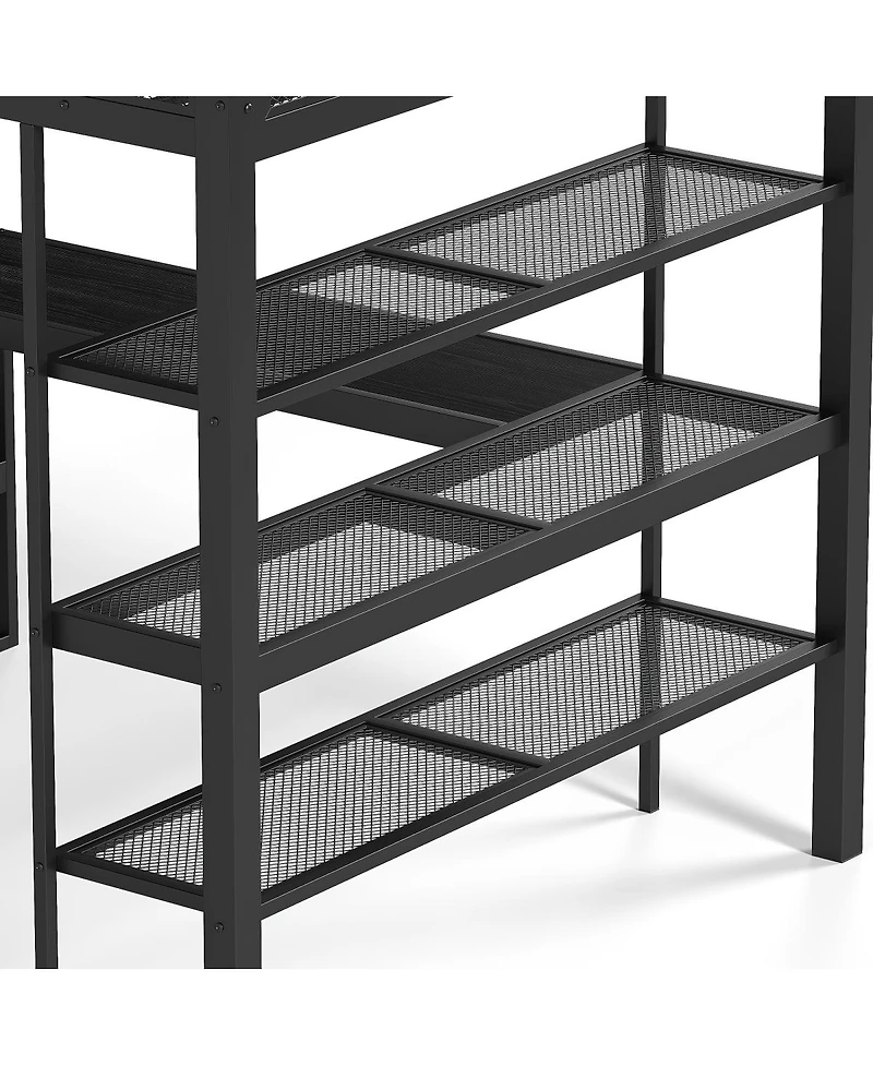 Streamdale Furniture Metal Queen Loft Bed w/ Storage, Desk, Rod