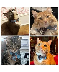 Aronkl Breakaway Cat Collars with Bells Pure Cotton Adjustable Cute Bowtie Kitten