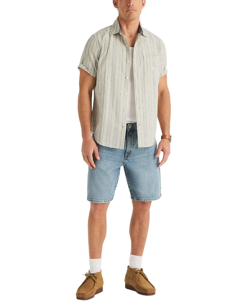 Nautica Men's Seersucker Stripe Classic-Fit Short-Sleeve Shirt