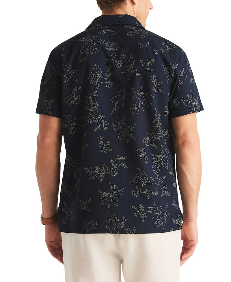 Nautica Men's Short-Sleeve Embroidery Camp Collar Shirt